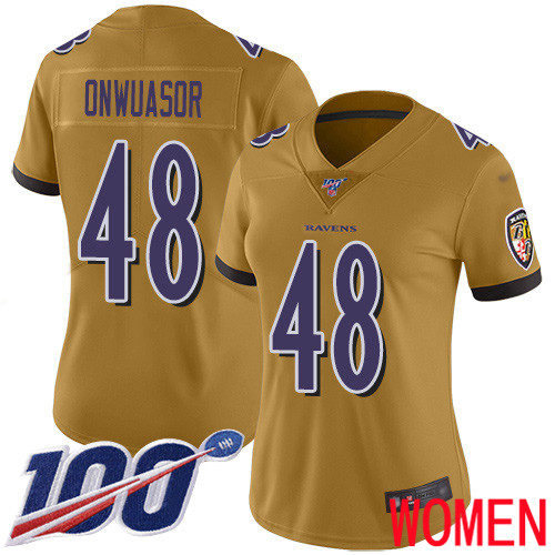 Baltimore Ravens Limited Gold Women Patrick Onwuasor Jersey NFL Football 48 100th Season Inverted Legend